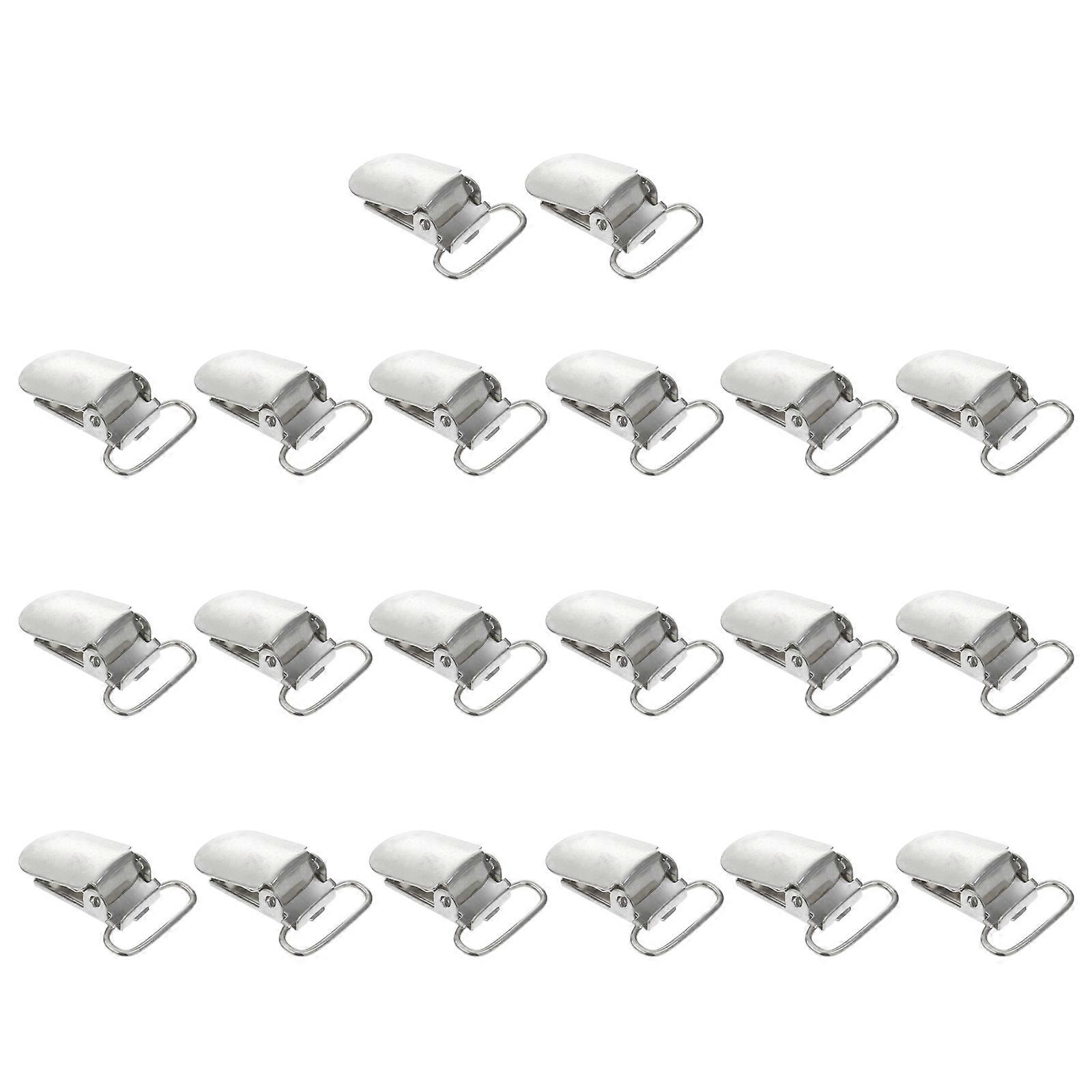 Garment Suspender Clips Metal Clip with Strap 200Pcs Silver