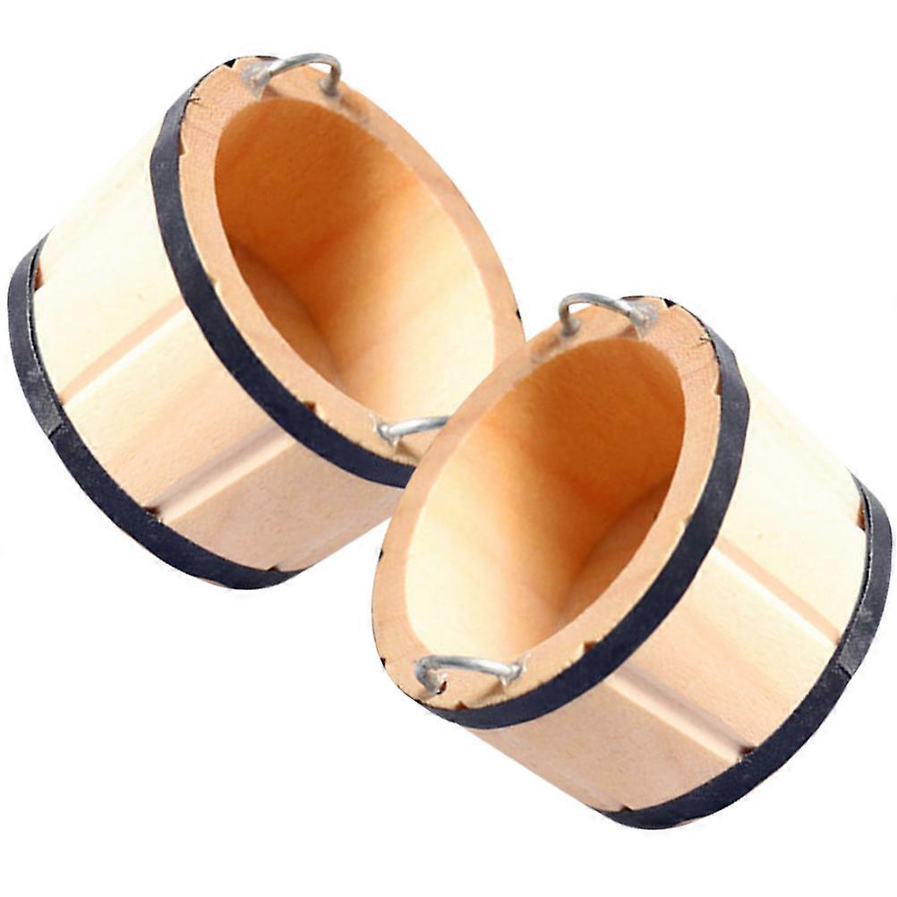 Miniature Wooden Buckets for Playing 4Pcs Rustic Mini Wood Barrel Toys