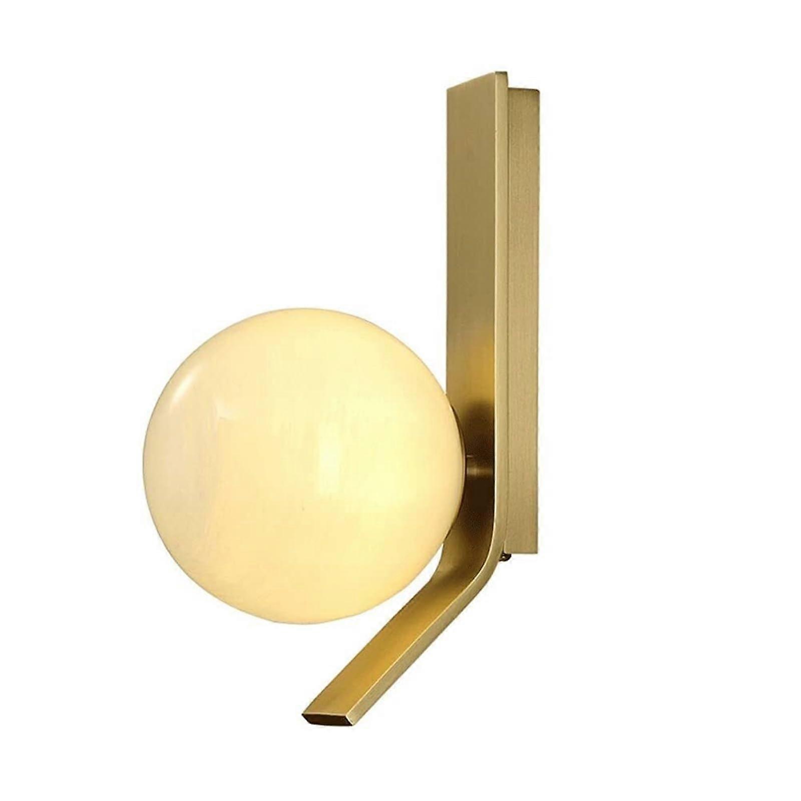Wall Lamp Brass Wall Lamp With Creamy White Glass Ball Shade Copper Finish Modern Wall Sconce For Bedroom Living Room