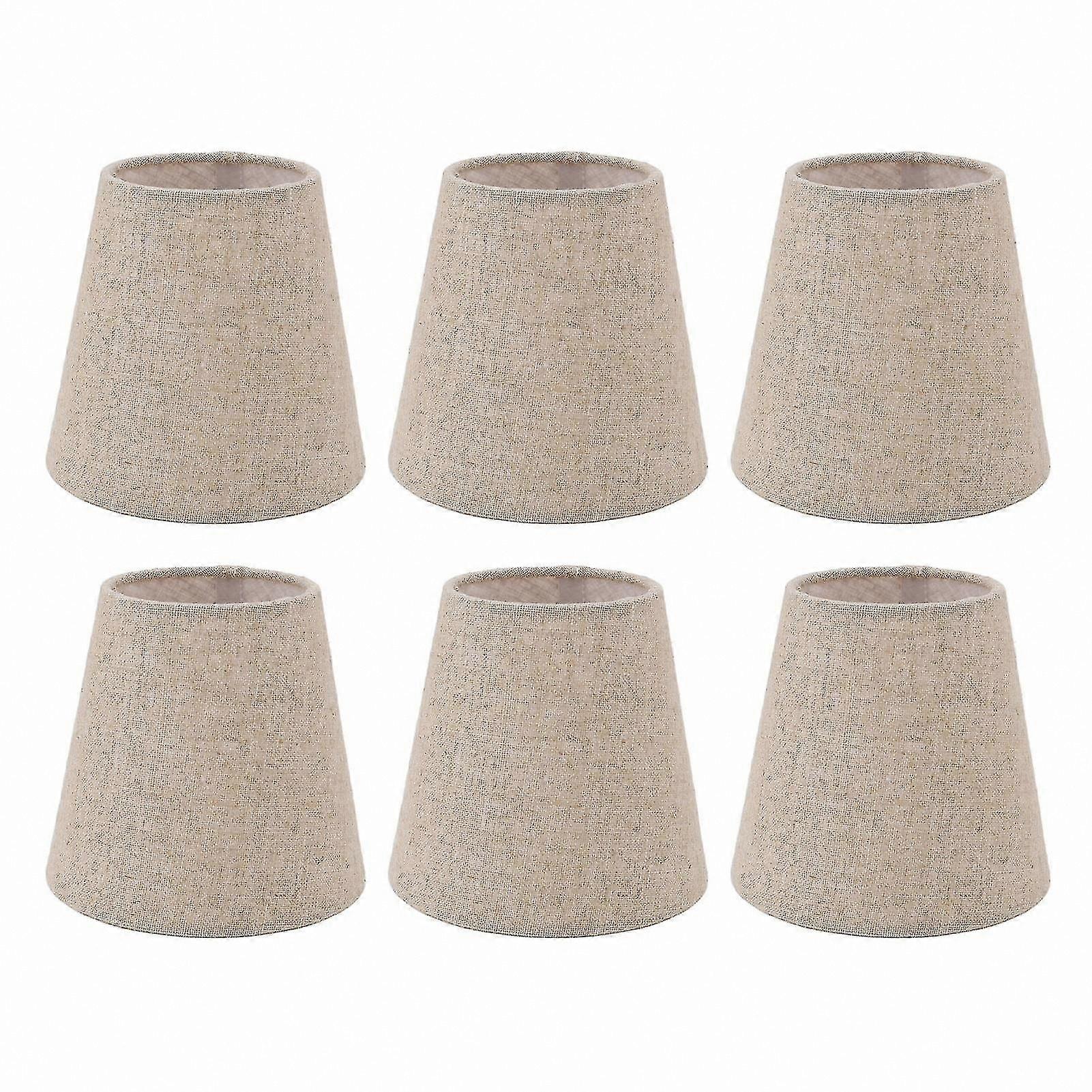 6-Pack Drum Style Linen Fabric Lamp Shades with Clip-On Design for Candle Bulbs Lighting Fixtures