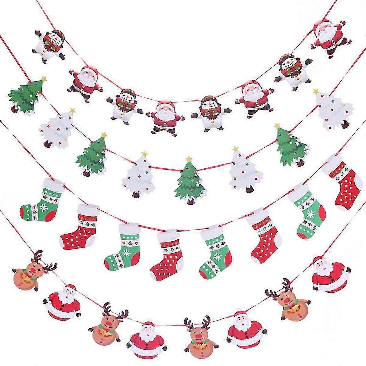 Festive Bunting Banner Set - 5 Pack Christmas Wall Decorations