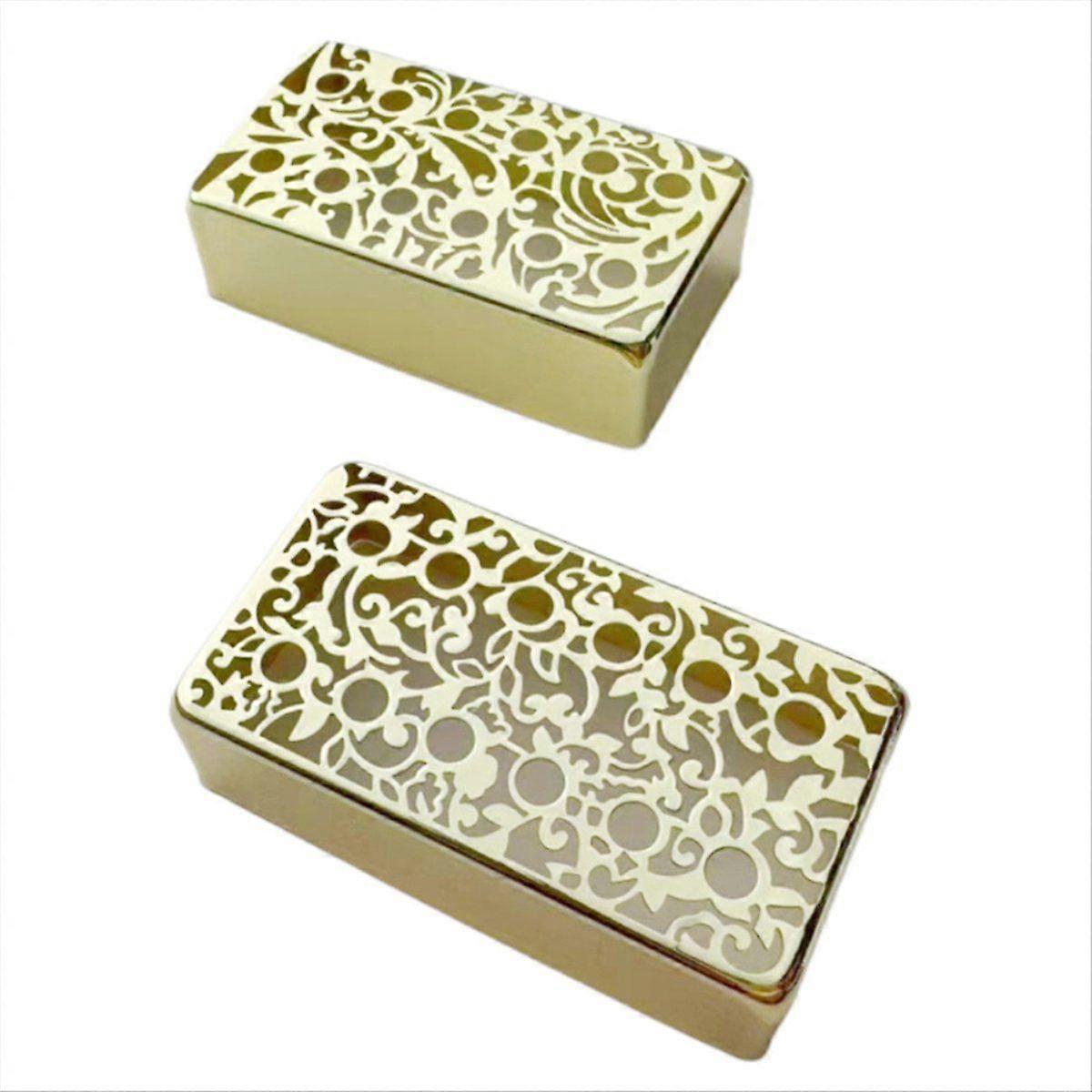 Pickup Cover Cupronickel 50mm and 52mm Pole Spacing Hollowed Out Pattern Pickups Frame Set for LP Guitar Gold