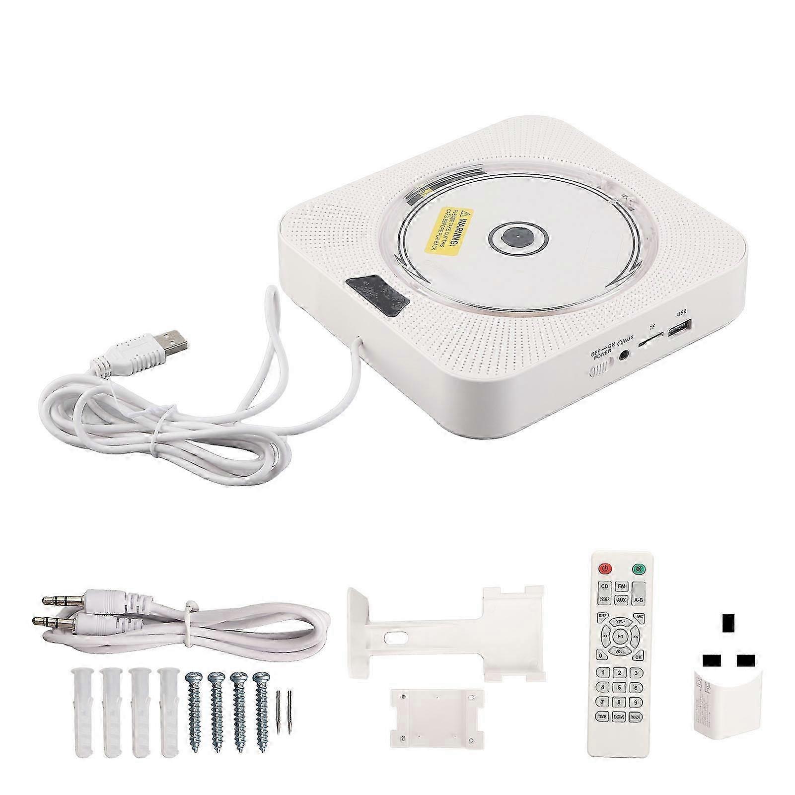 25-26 Bluetooth Wall CD Player Real Time Connection Multifunctional Port Portable CD Music Player with Remote Control 100?240V UK Plug