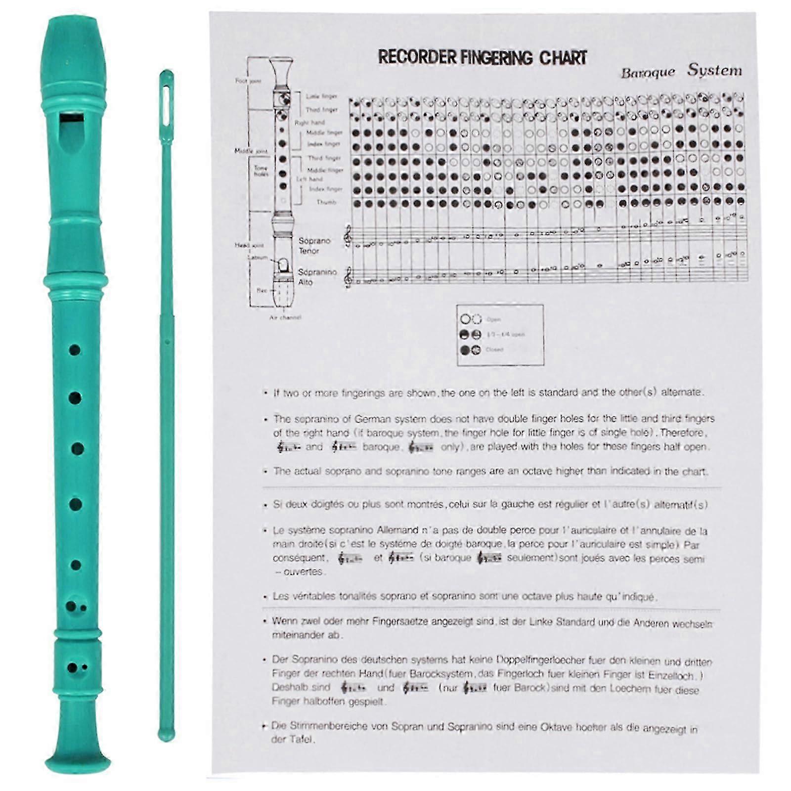 25-26 Professional descant flute, 8hole soprano recorder, clarinet with cleaning rod, woodwind instruments for beginners, students blue