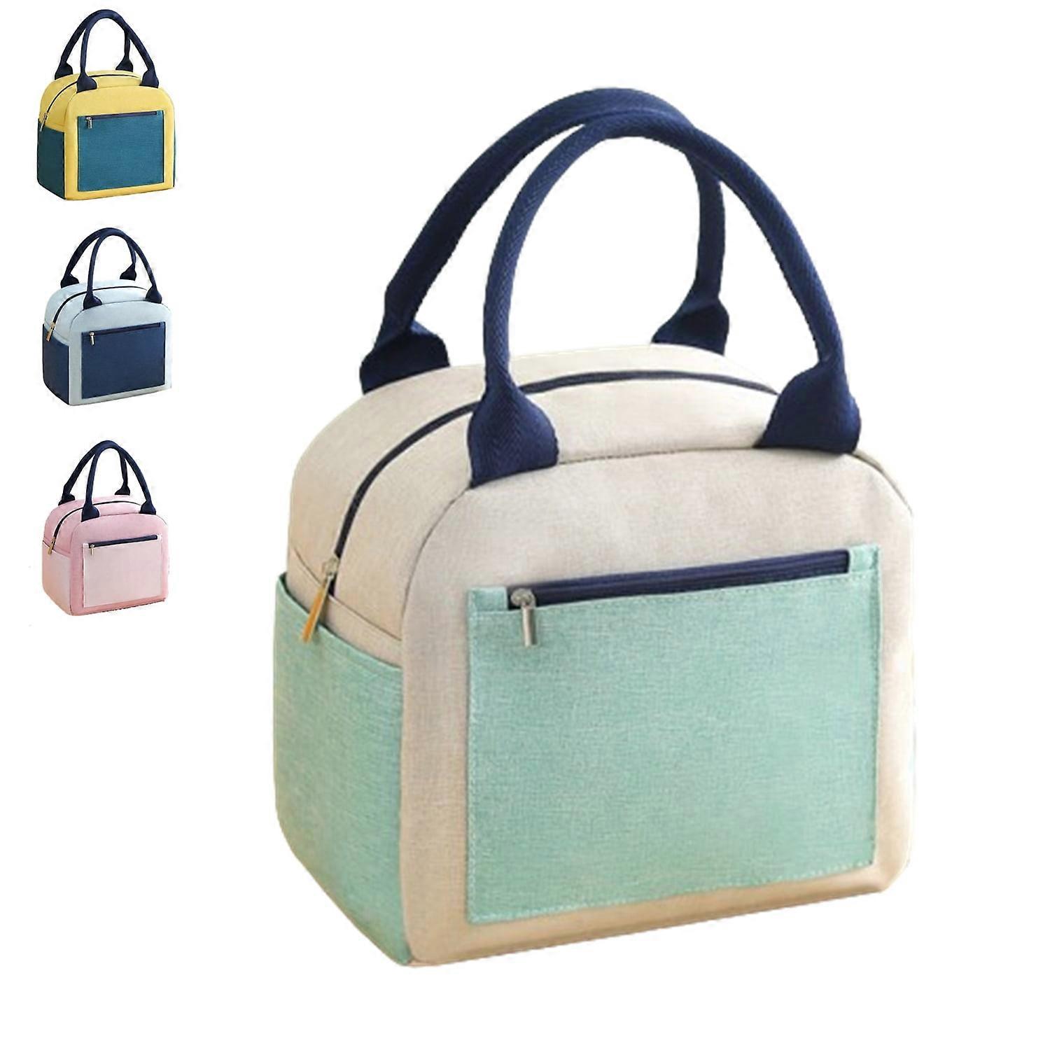 Portable Large Capacity Zipper Thermal Insulated Lunch Bag,Green