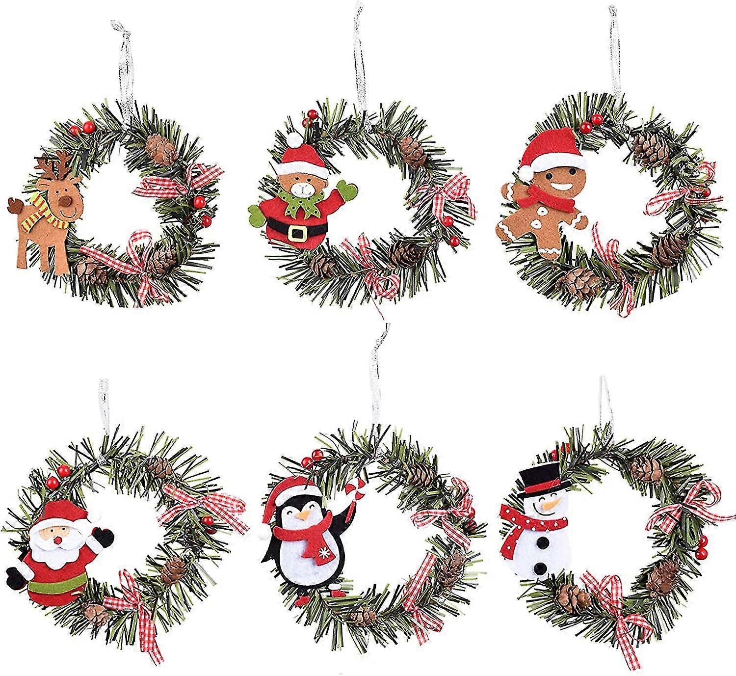 6-pack Mini Christmas Wreaths For Front Door Decorations