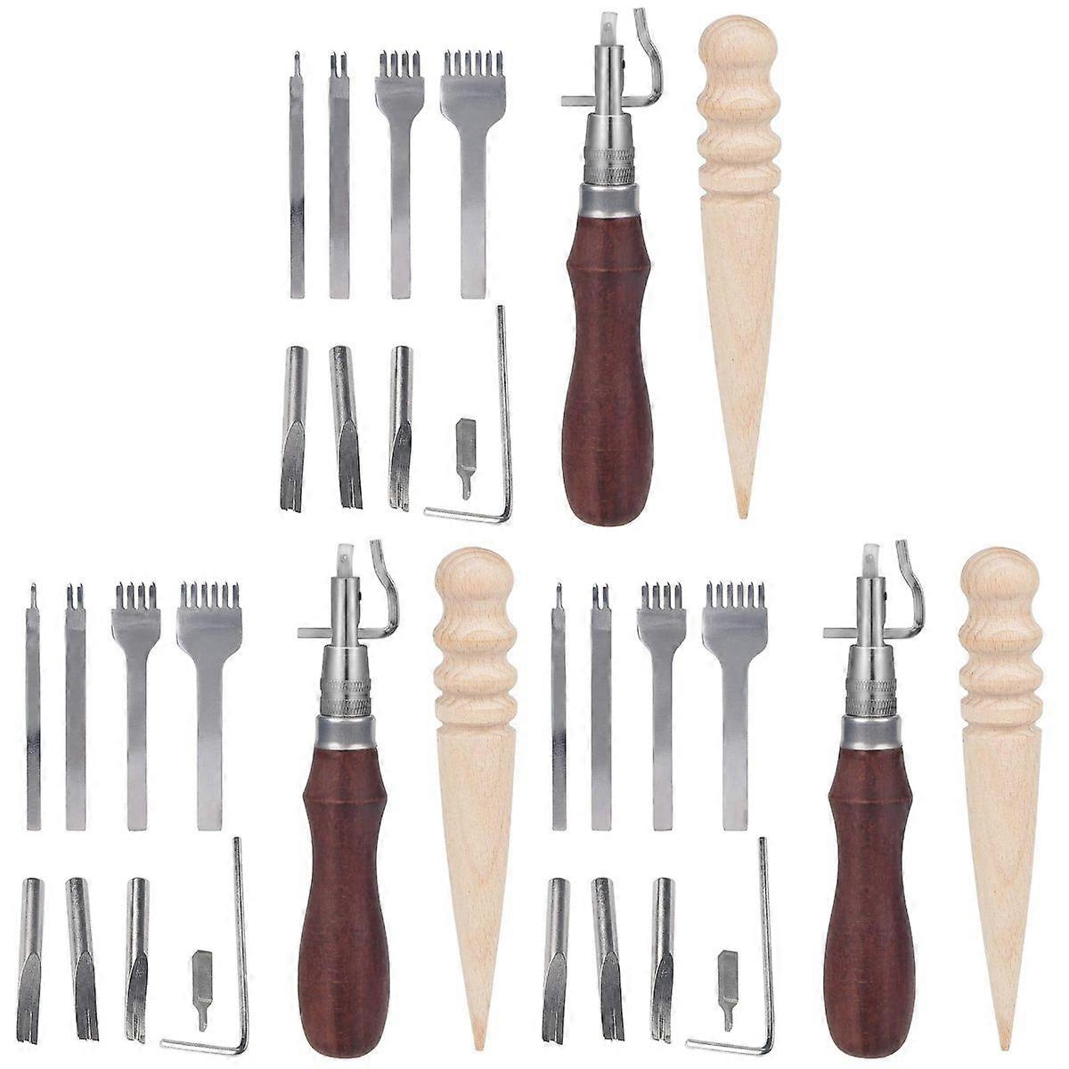 3 Sets  Leather Crafting Tools Supplies Leather Starter Kit Leather Stitching Kit