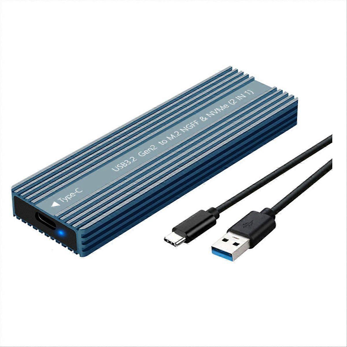M.2 SSD Enclosure USB 3.2 Type-C Metal Case with Heat Dissipation Supports /NVMe Dual Protocol Hard