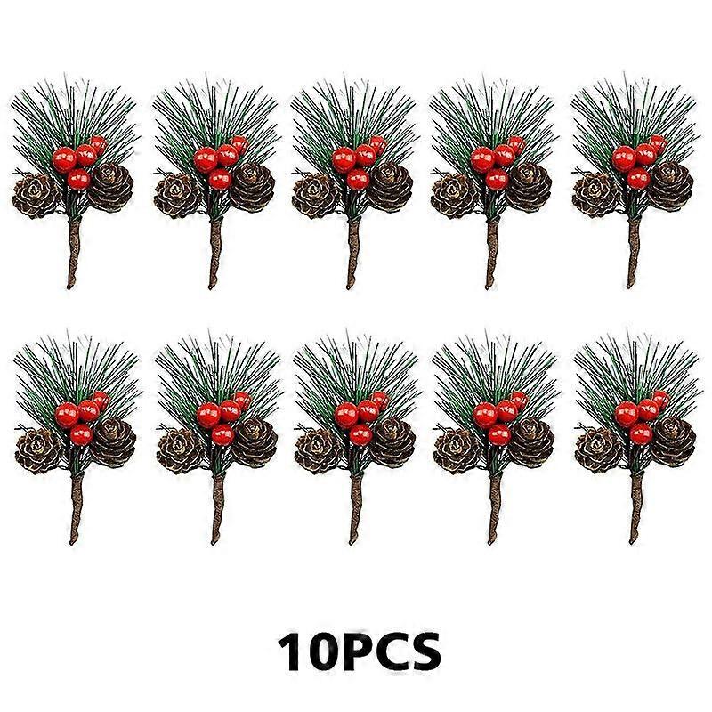 10Pcs Artificial Pine Needles Fake Greenery Branches for Christmas Tree Decor