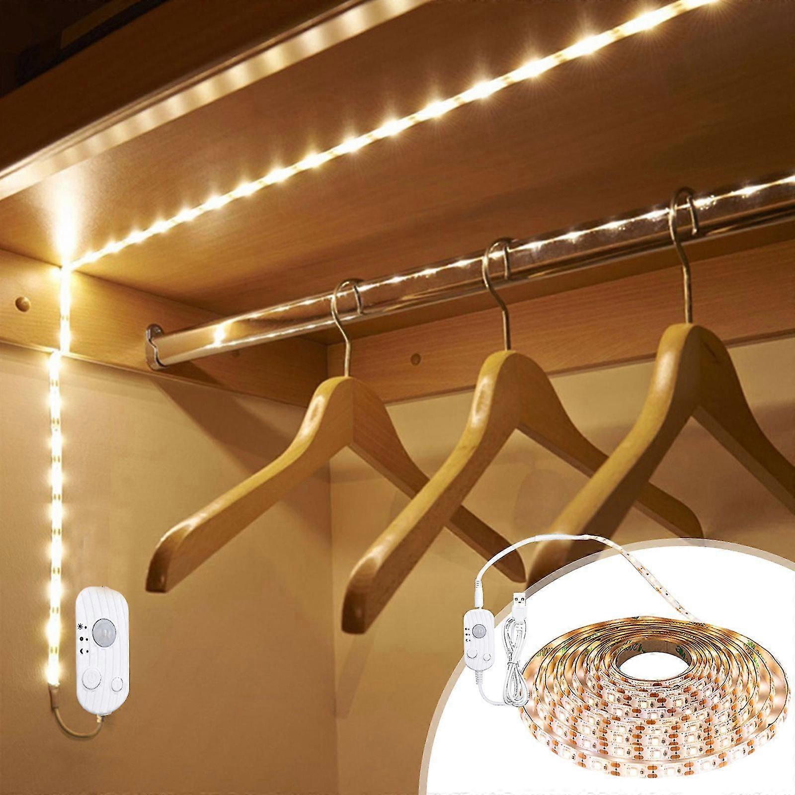 Motion Sensor Strip-Led Counter Lights-Upgraded Usb Operated Led Strip For Wardrobe Stair Pantry Under Cabinet Cupboard Bed Locker