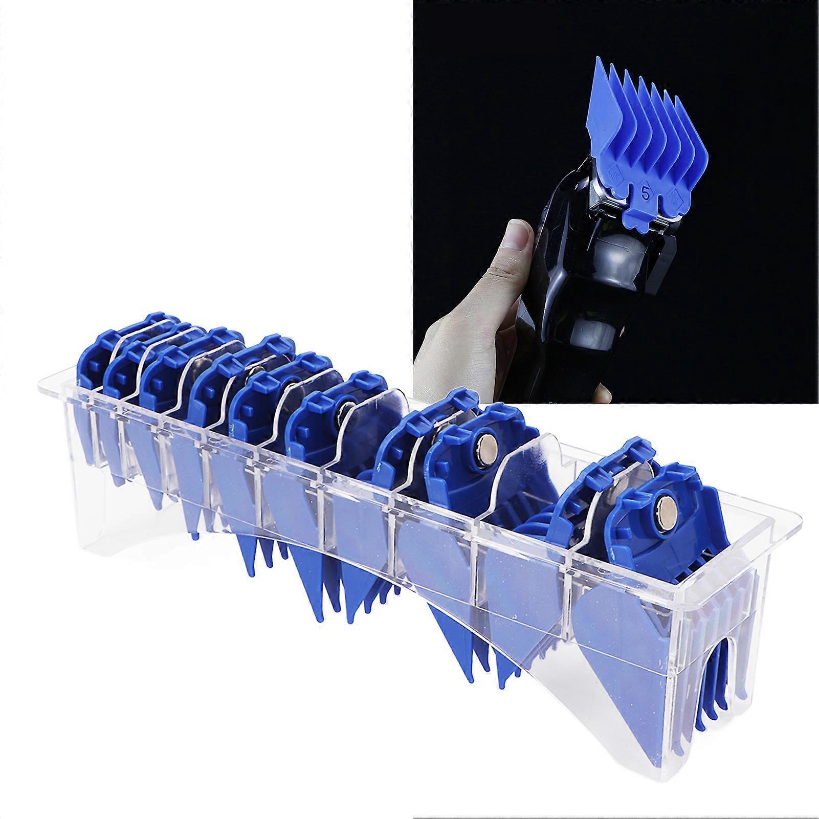 10pcs Hair Clipper Combs Guides Blue Cutting Professional Combs Guides for Trimmer Barber 