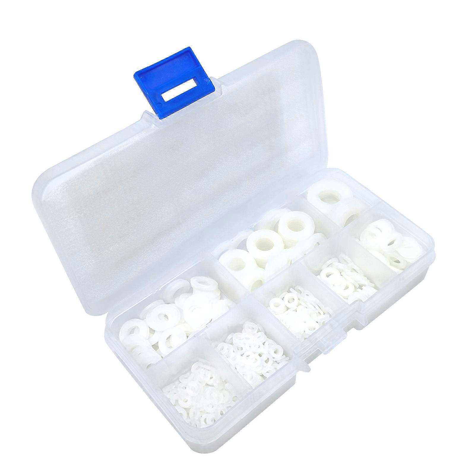500pcs Nylon Flat Washers Multipurpose Nylon Washers with Storage Box Essential for Home Furniture Assembly & Upgrades Multicolor