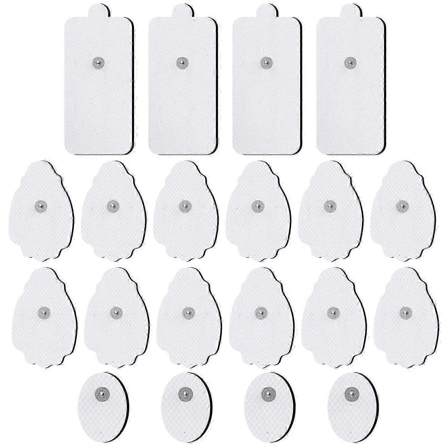 20 One Electrode Pads Reusable Self-Adhesive Replacement for TENS Unit Muscle Stimulator Machine Fit Standard 3.5mm Snap Connector Small M