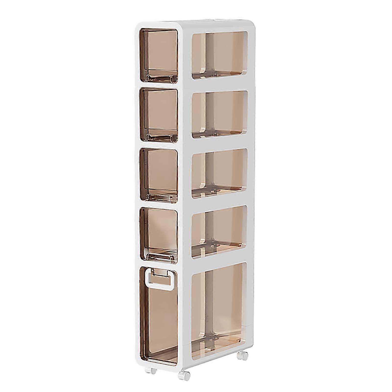 4Drawer Shower Nizer With Wheels Vertical Storage Tower For Small Spaces Slim Corner Cabinet 5 Tier 20cm 8Inch