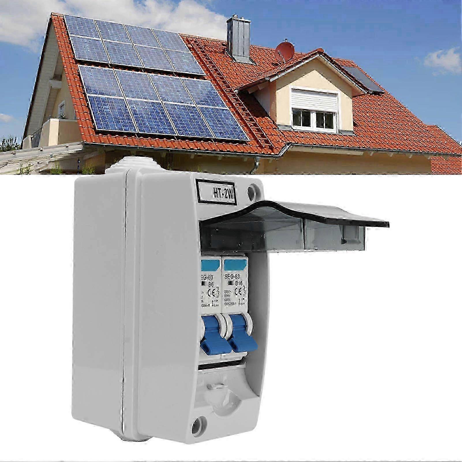 2 Poles MCB Miniature Leakage Circuit Breaker Waterproof Power Distribution Box 6A 16A