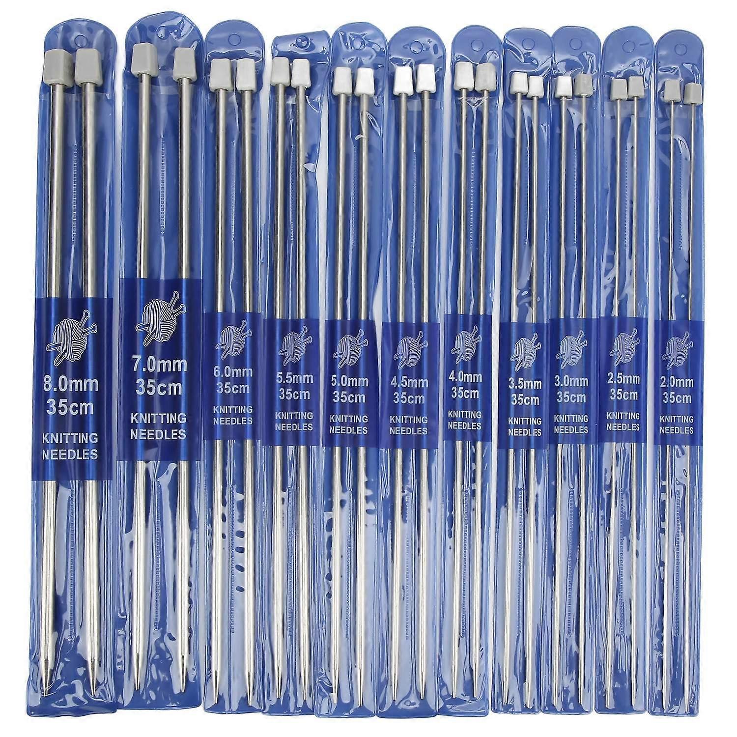 11 Pairs Single Pointed Knitting Needles Kit Multiple Sizes Single Pointed 14in Length Knitting Need