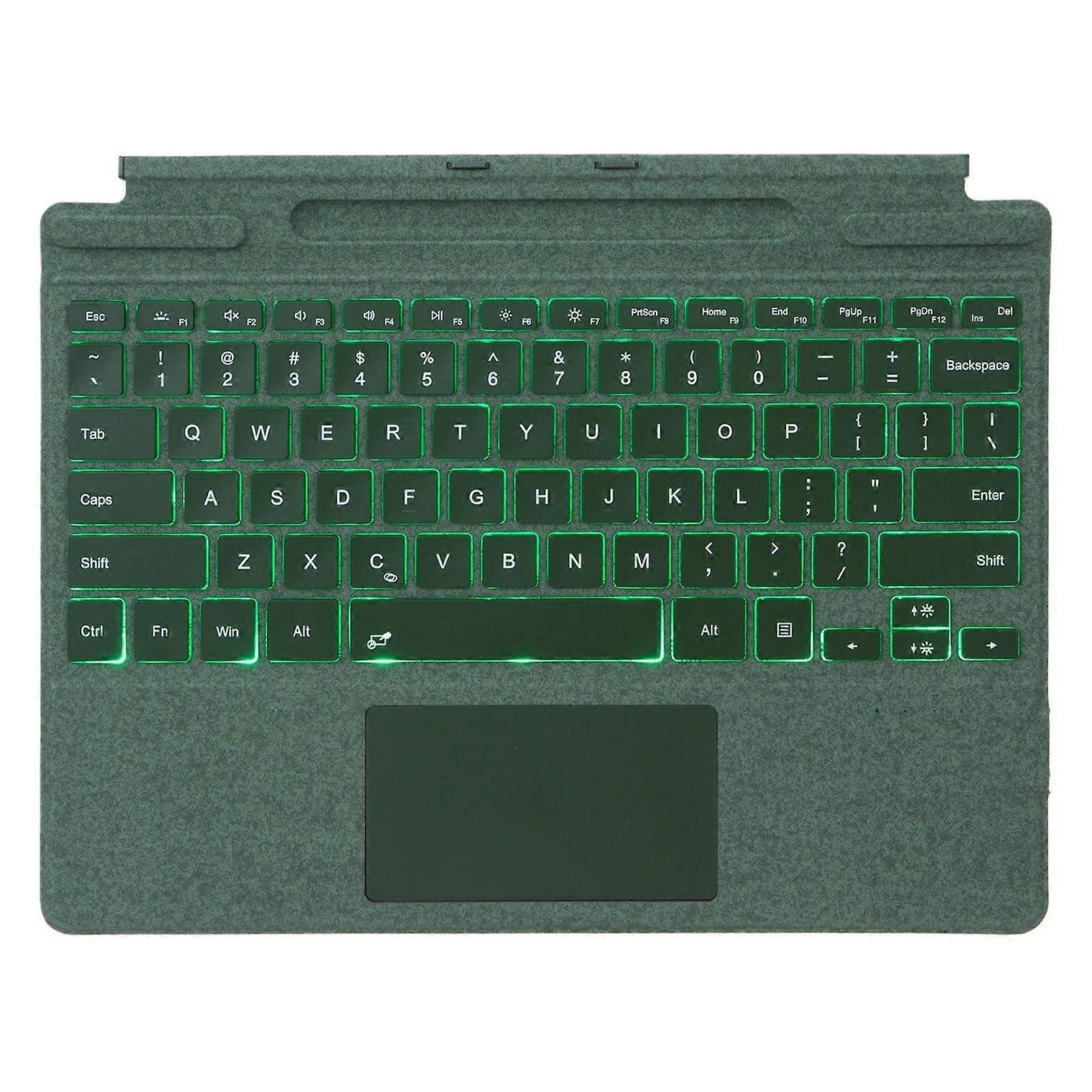 Keyboard Bluetooth Backlit Trackpad QWERTY For Surface Pro 8 9 10 11 And Surface Pro X Green