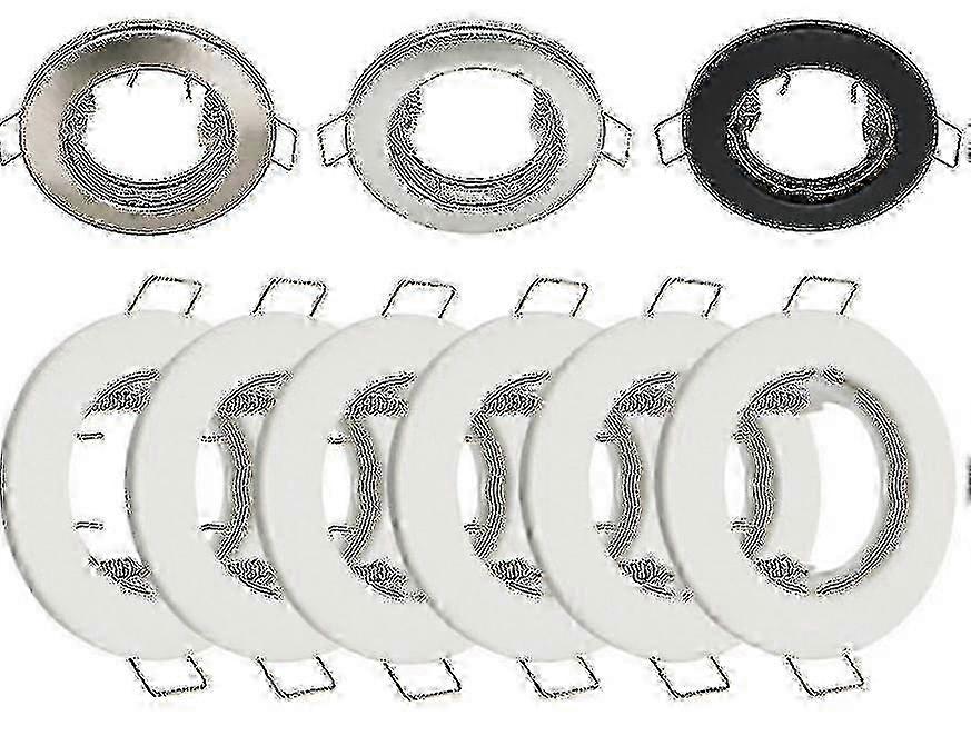 Set Of 10 Gu10 Spotlight Frames Set, Round White Recessed Mounting Frame