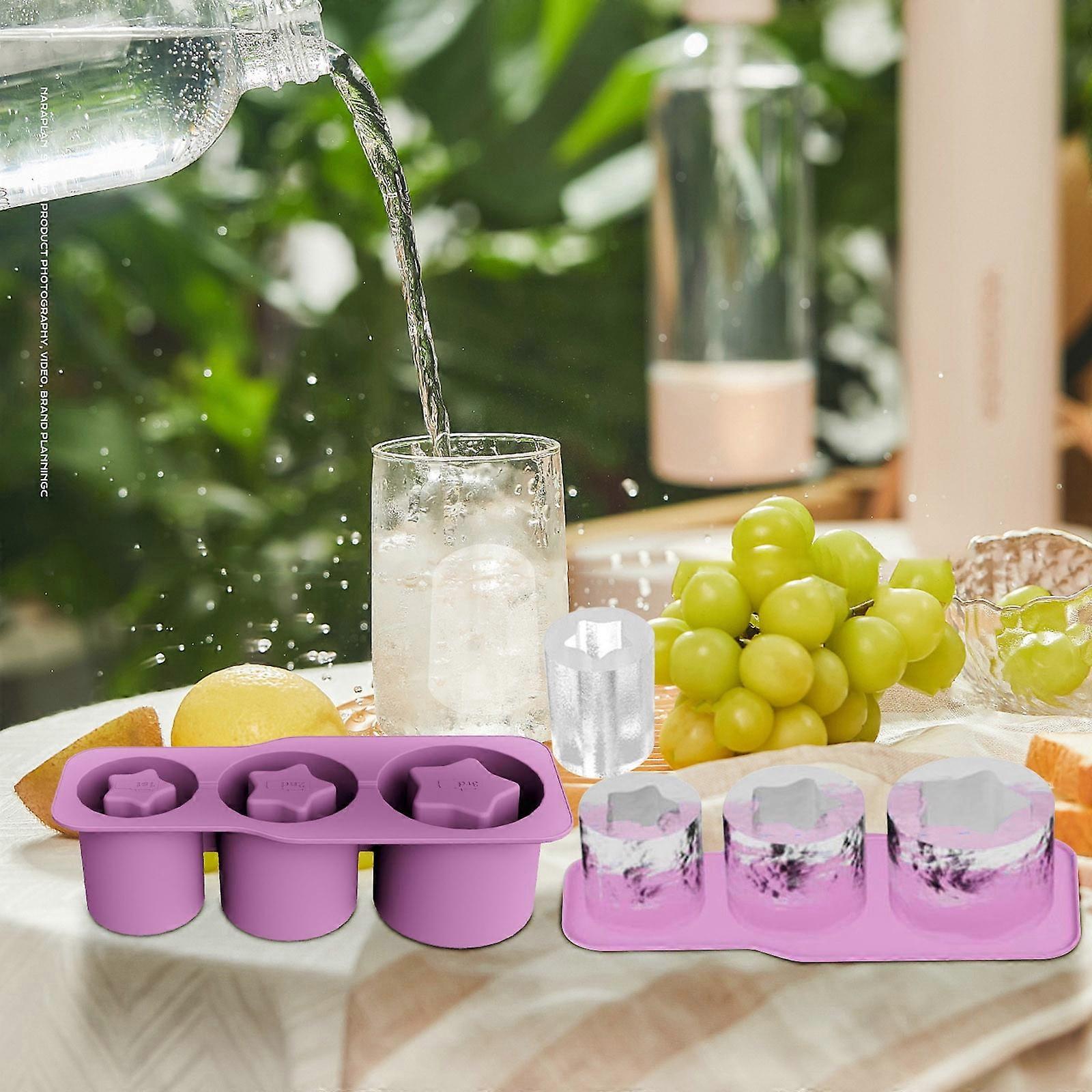 Fankiway Ice Lattice Cube Molds, Reusable Tray with Lid, 3 Hollow Cylinder Molds for Glasses, Mugs, Cocktails, Whiskey, Coffee