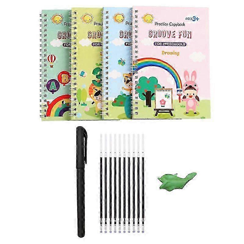 grooved writing notebooks for children with auto-disappearing ink pen[D]