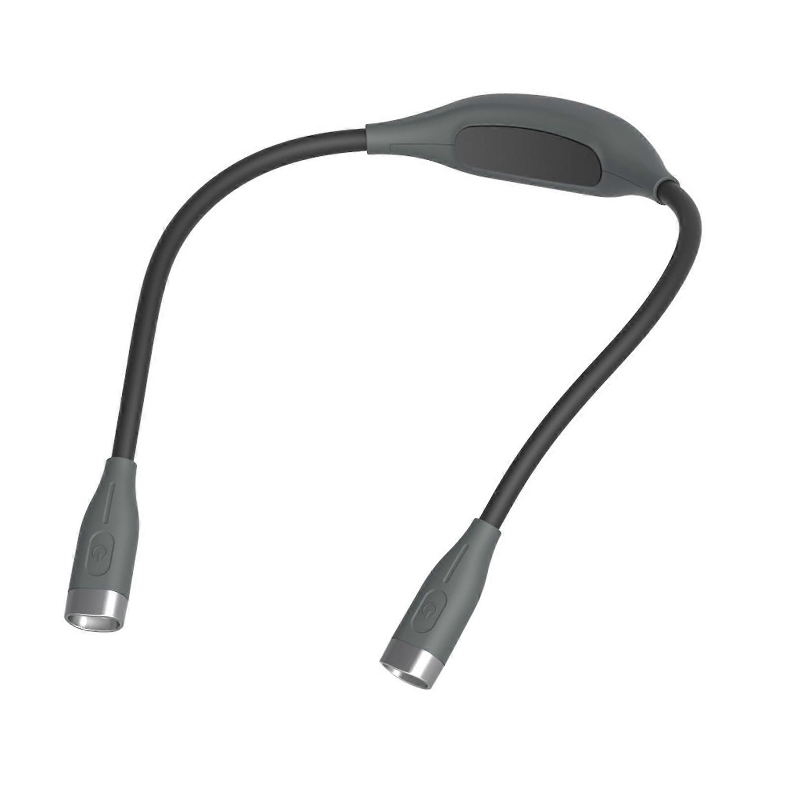 Adjustable LED Neck Lamp Comfortable Wear ABS Texture Suitable for Book Lovers Craft Enthusiasts Nighttime Jogging  Gray