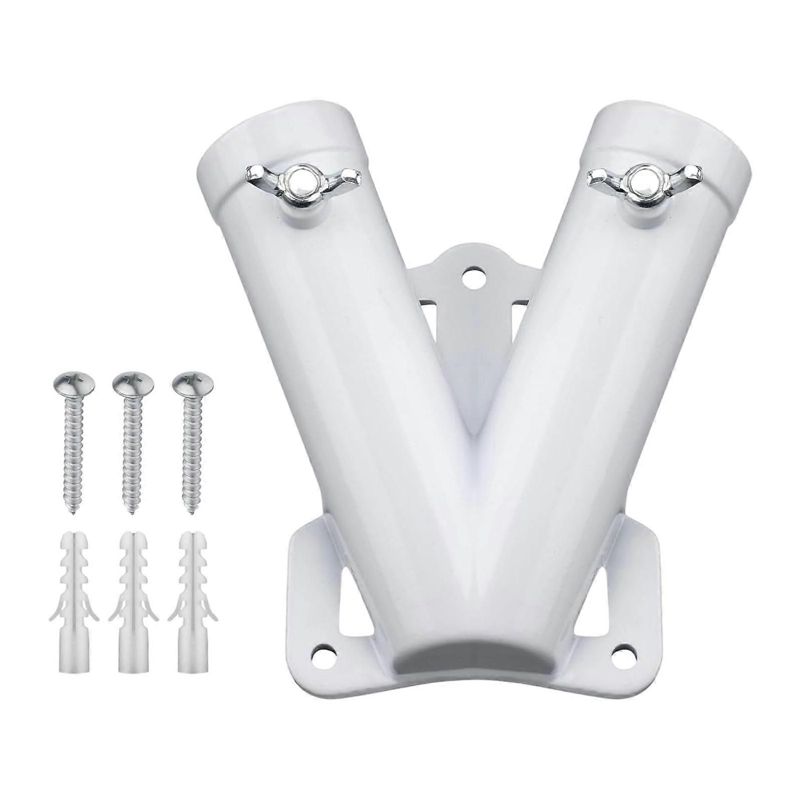 Heavy Duty Flag Poles Base with Mounting Hardware Flagpole Bracket Suitable for Easy Wall or Ground Installation Anywhere  White