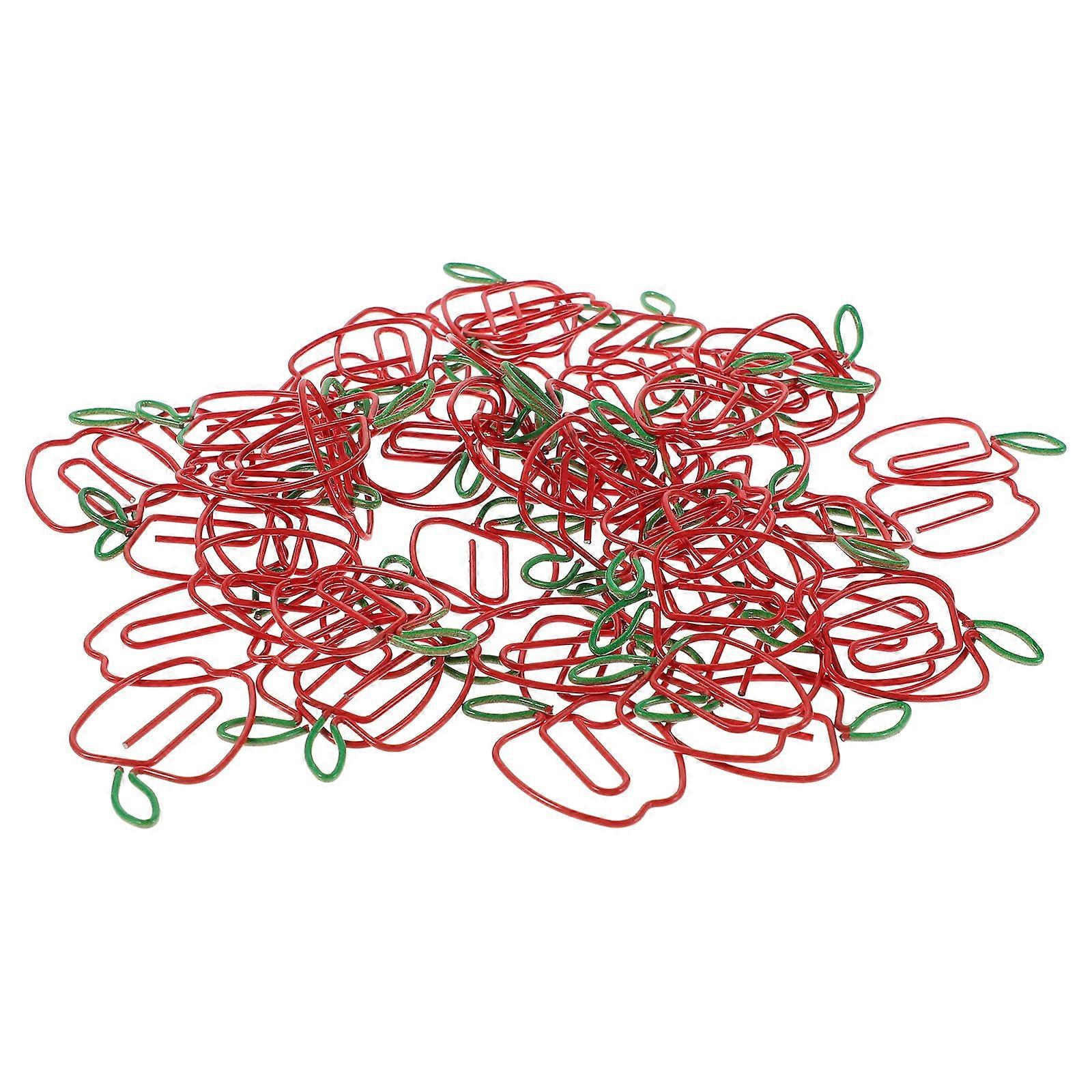 Metal Apple-Shaped Paper Clips Creative Clip for Office 100Pcs Set
