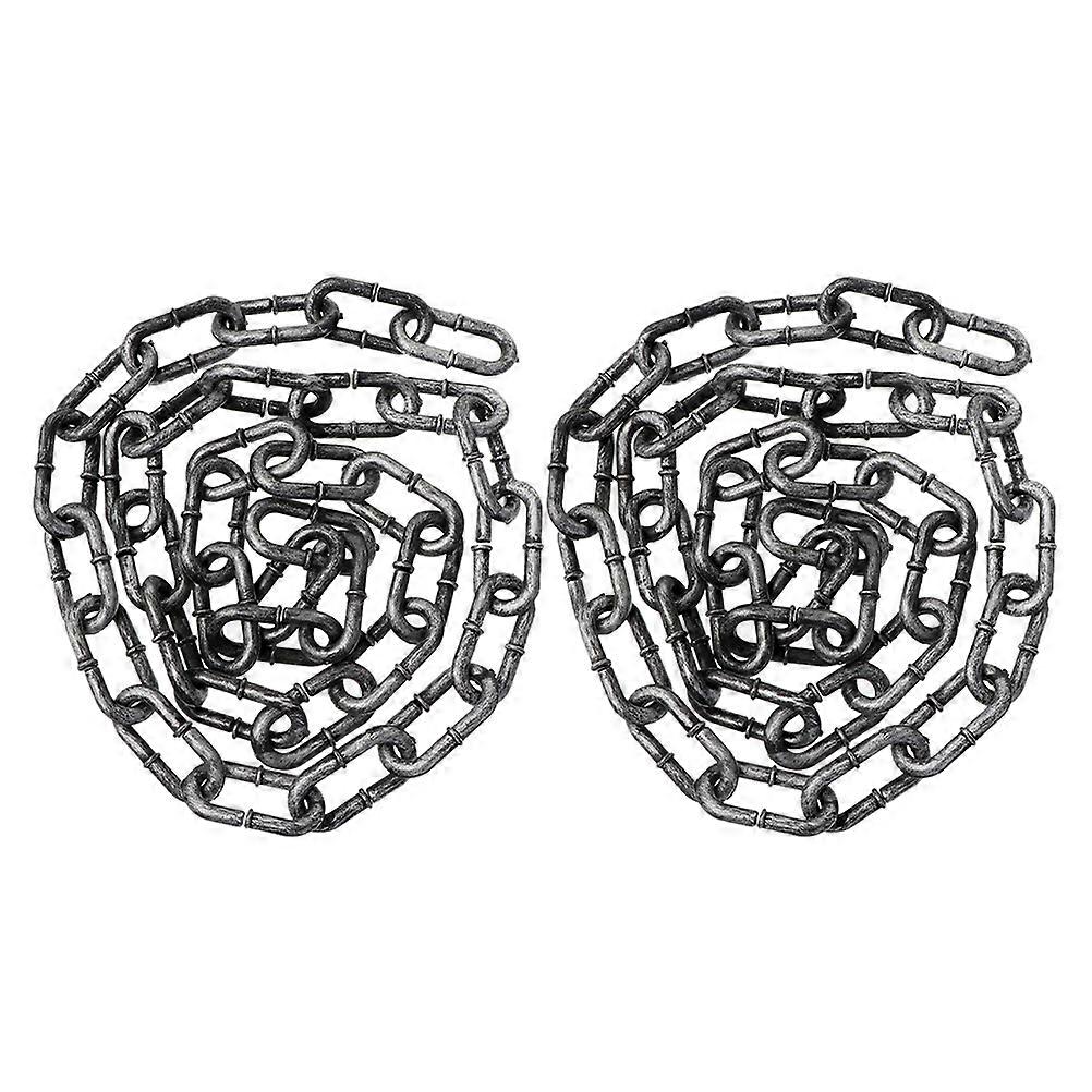 Halloween Party Prison Chain Prop 2Pcs Plastic Silver Decorative Chains