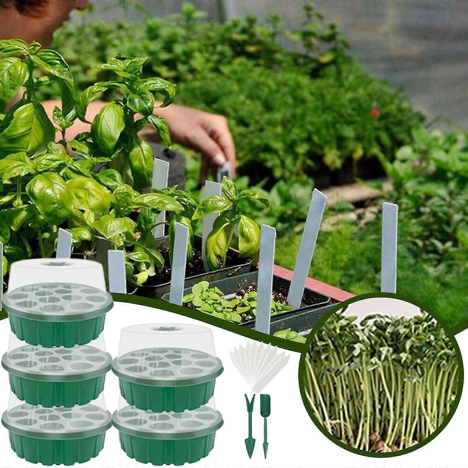 5 Pack Seed Starter Tray,humidity Adjustable Seed Tray Kits With Dome And Base