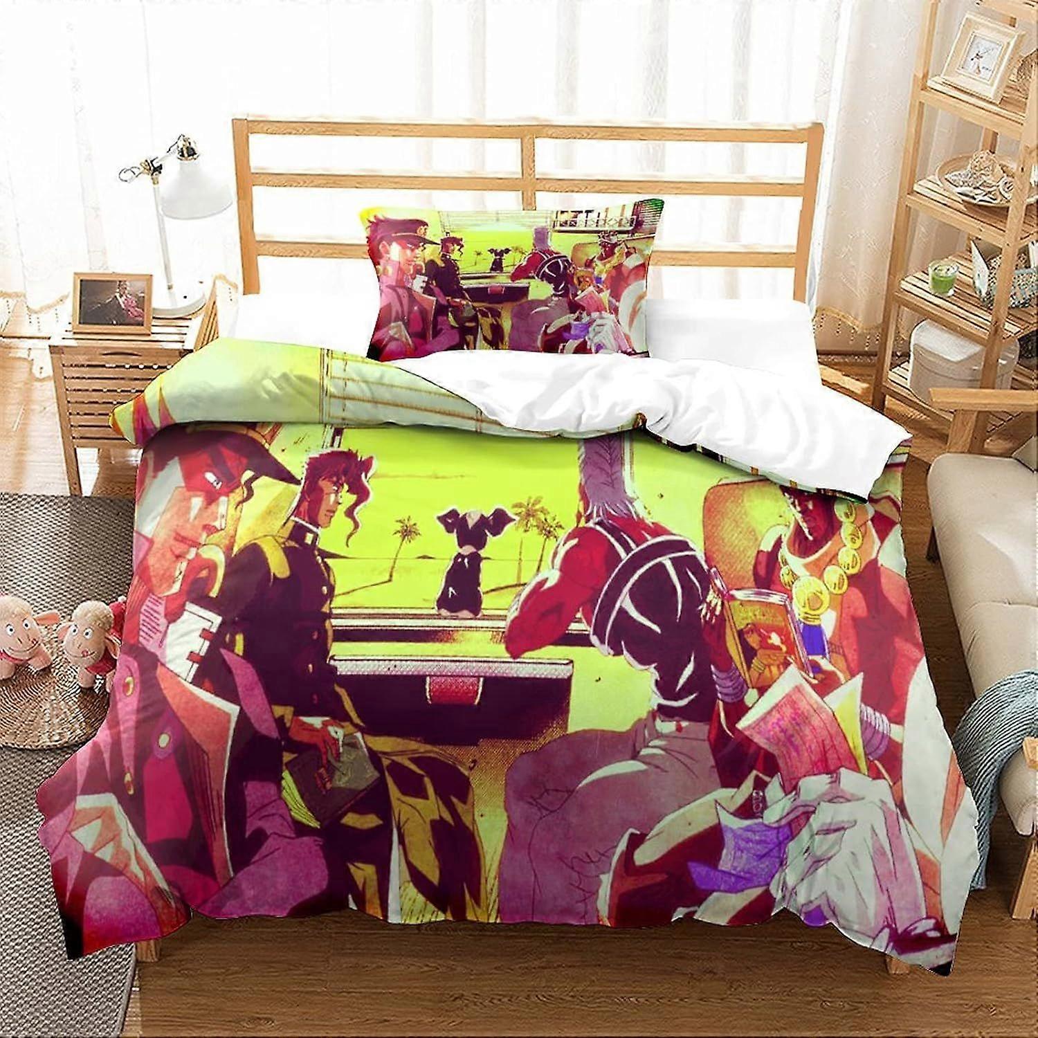 مجموعة غطاء لحاف مغامرة غريبة من PGtaa JoJo مجموعة مفروشات للأطفال أولاد بنات أغصان شجرة غطاء لحاف شخصيات أنيمي غطاء لحاف 1 لحاف كوف