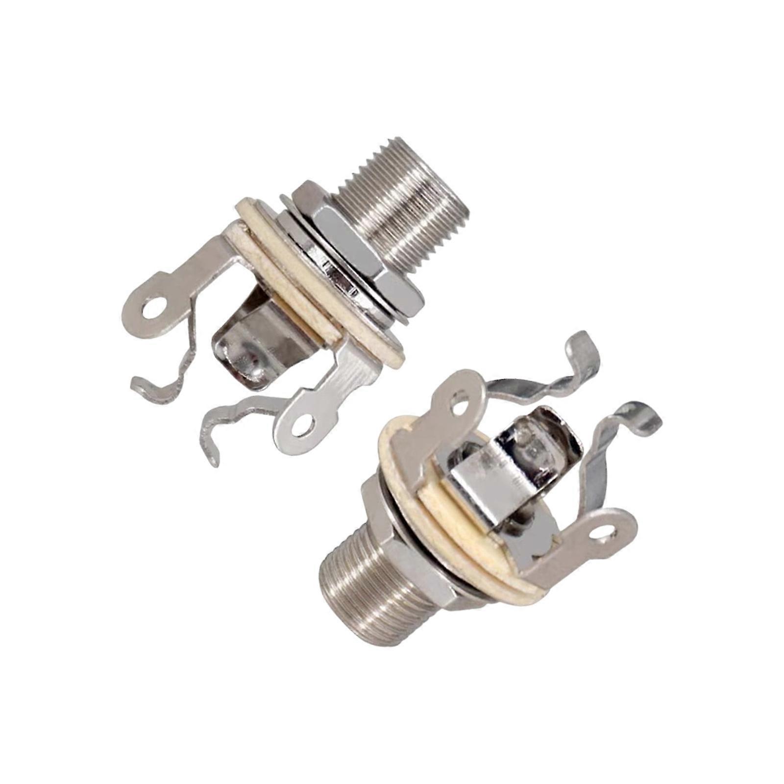 Guitar Plug Instrument Jacks Socket Mono Jacks Sockets Single Channel Brass Texture for Electric Guitars and Basses  Silver