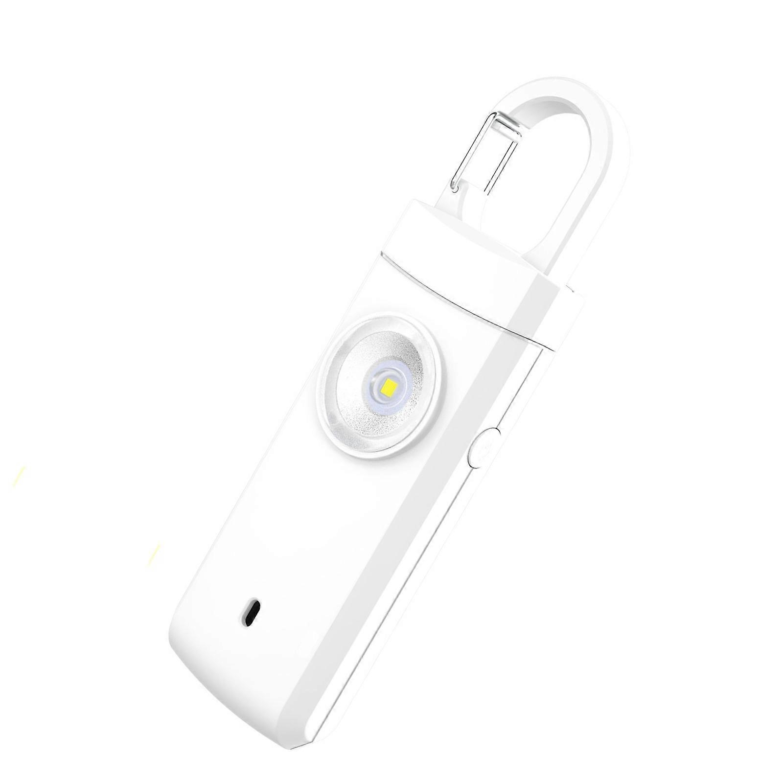 140dB Security Siren Selfs Defense Keychains for Seniors and College Girls with StrobeLight and Battery Indicator  White