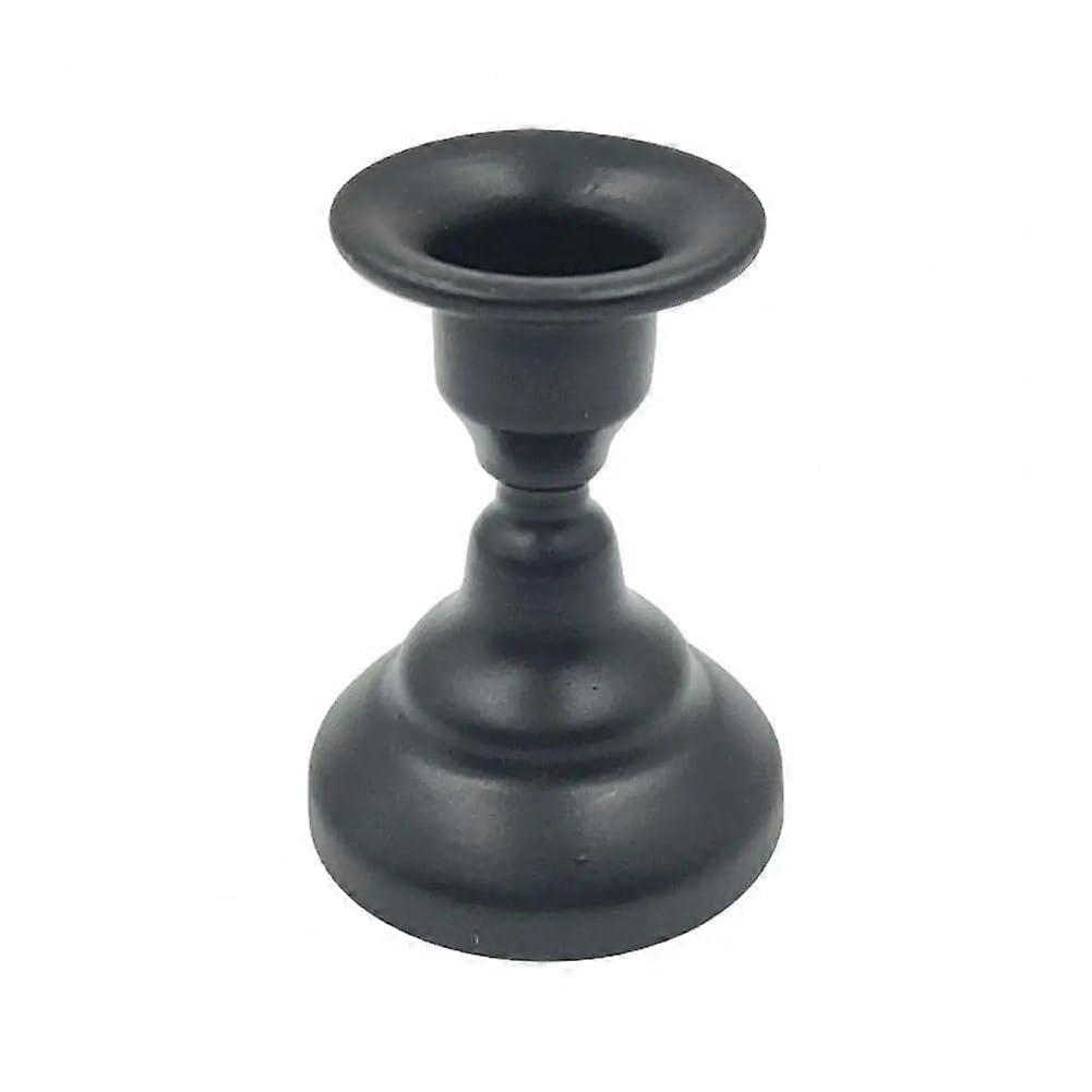 Black Iron Candle Holder Set of 2, Rustproof Decorative Table Stand for Dining Room