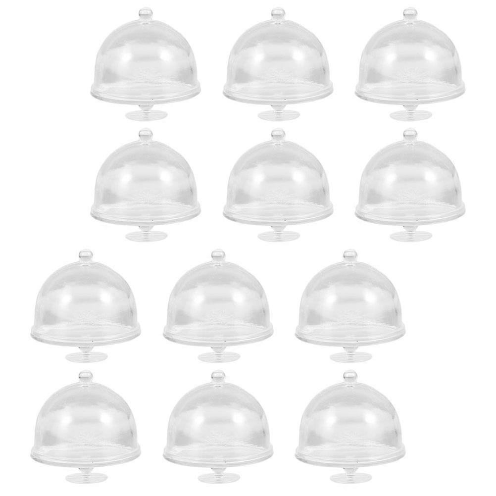 Mini Cake Plate Transparent with Lid for Decor 12Pcs Dollhouse Display Stand
