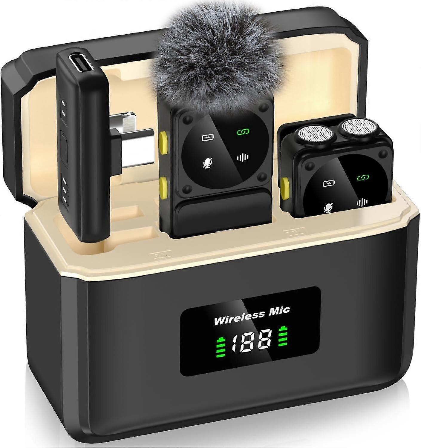 Microphone, Mini Microphone with Noise Cancellation, Clip-On Wireless Microphones for Recording