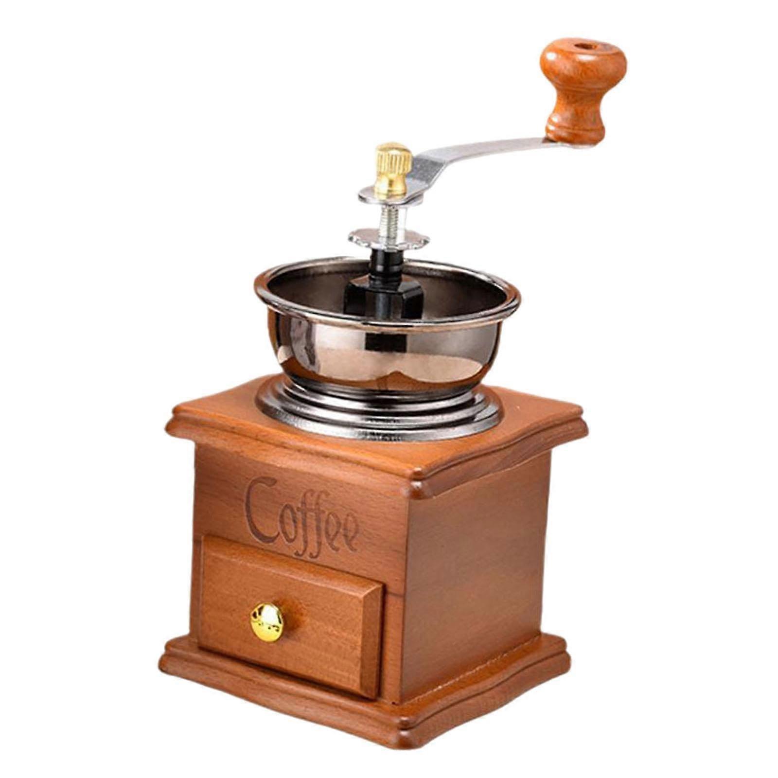 Manual Coffee Grinder with Adjustable Grind Settings Vintage Design and Large Capacity Drawer