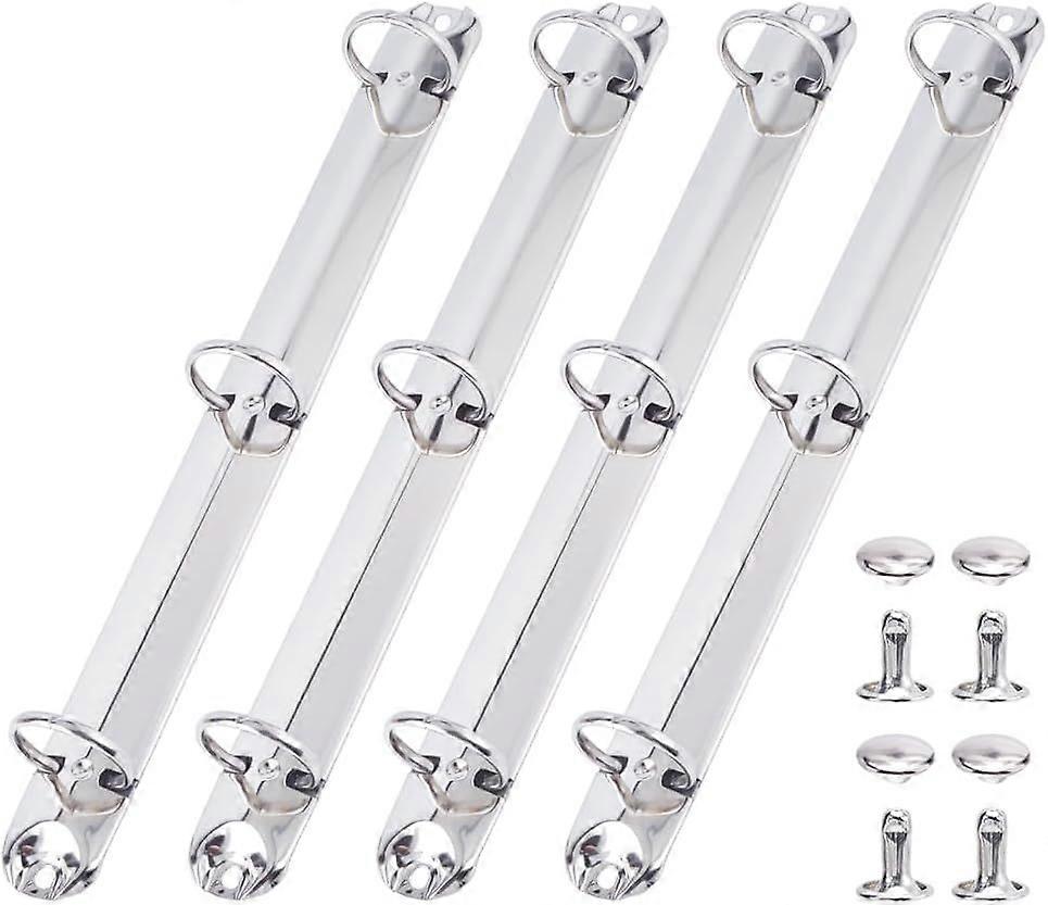 4Pcs 3 Ring Metal Binder Mechanism Iron Loose Leaf Binding Mechanisms Replacement Hinged Clamp kit O Rings Binding Spines Combs for DIY Planner Making