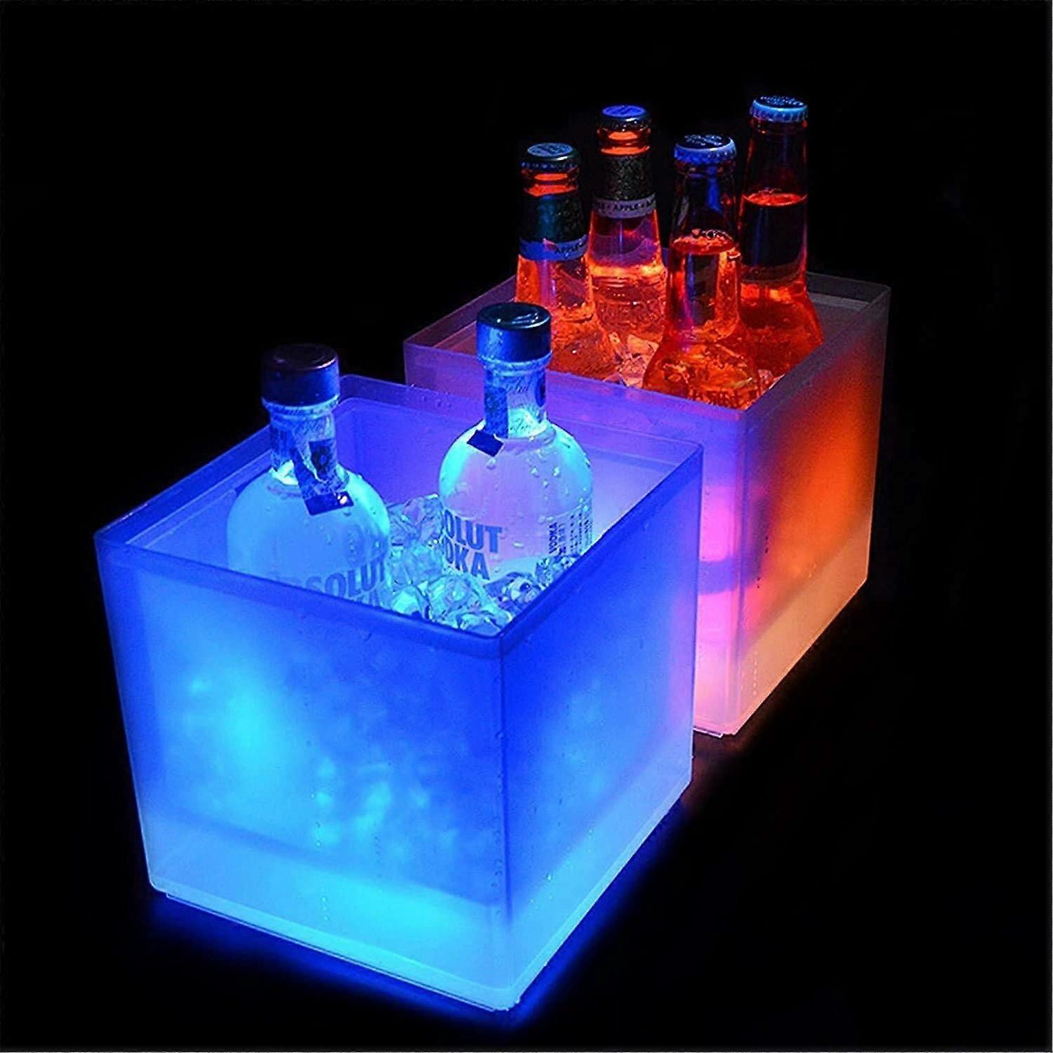 LED Color Changing Ice Bucket 3.5L Double Layer Cooler for Wine Champagne Beer Parties Bar Use