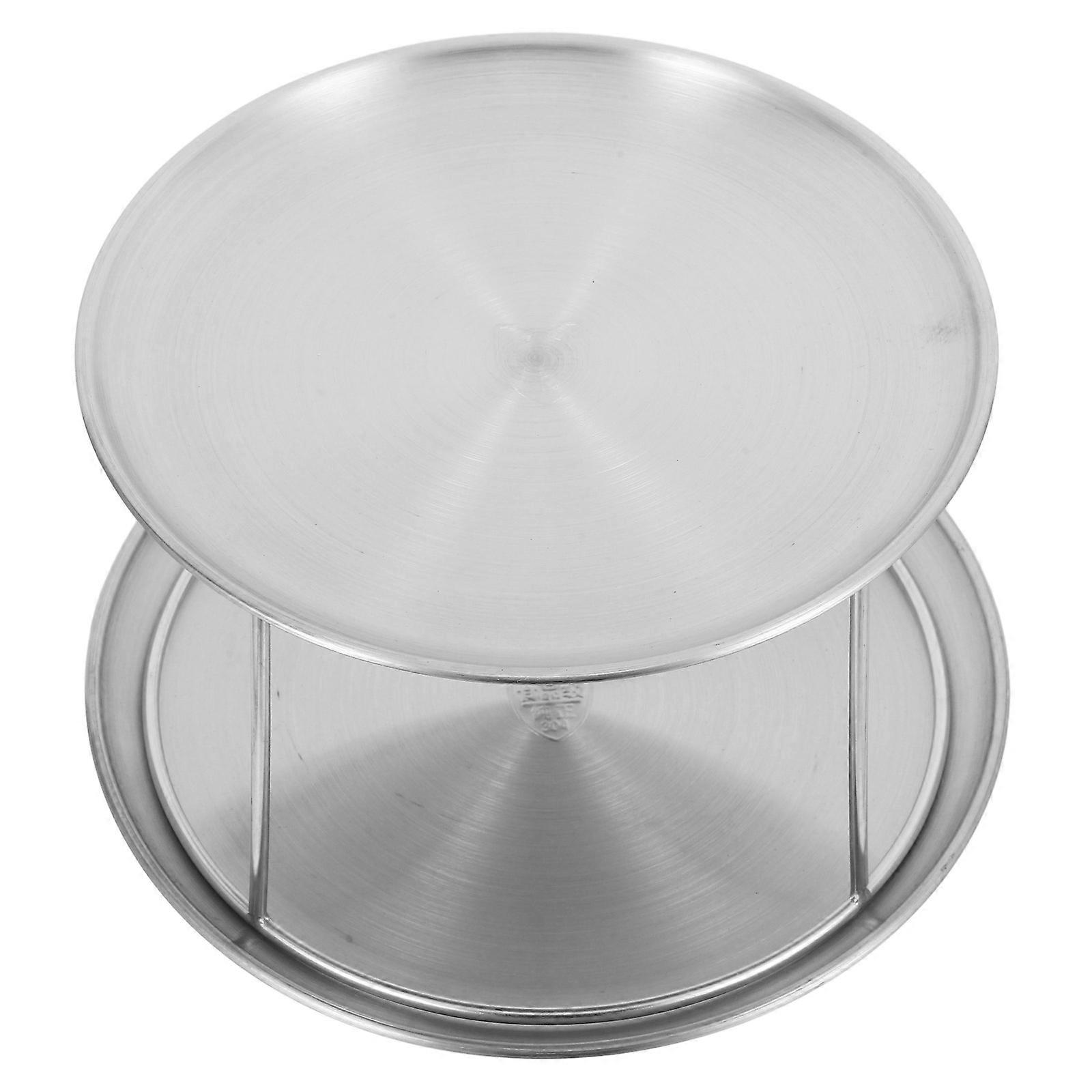 Double Layer Dessert Organizer Cake Stand Storage Holder Multi-Functional Seafood Platter Silver 1 Set