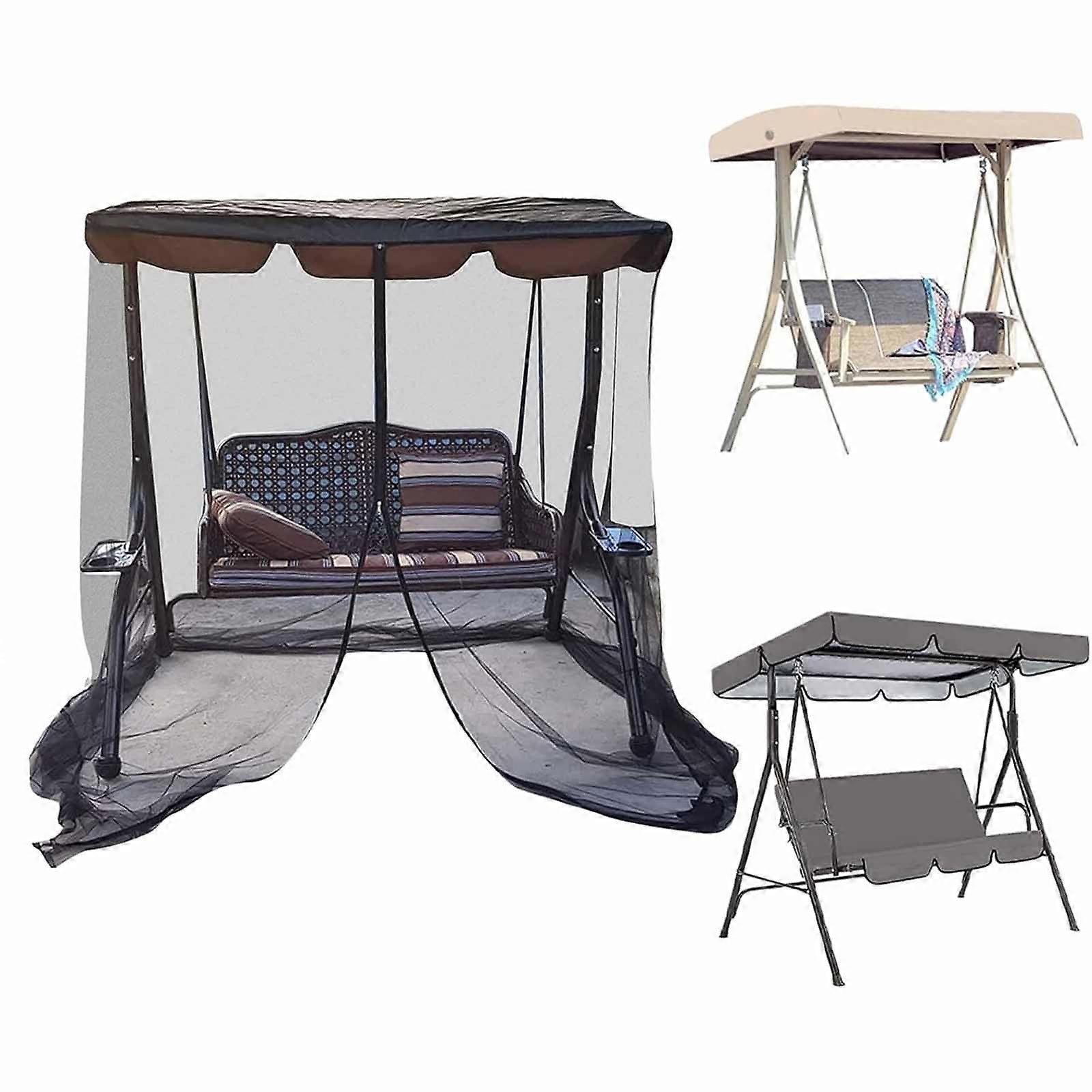 Lmueinov Patio Swings Mosquito Netting - Polyester Mesh Screen with Zipper & Waterproof Roof Tent for Courtyard Garden Double Swing Chair