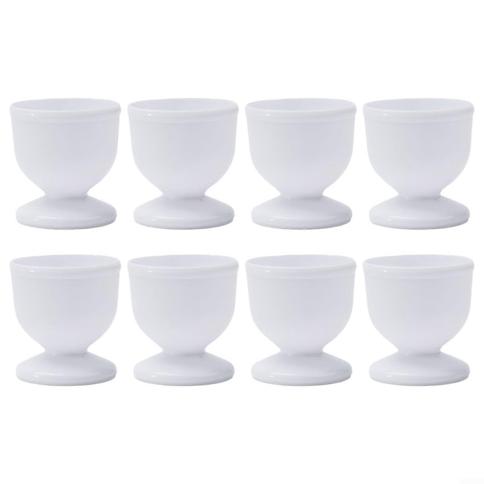 Plastic Egg Cup Holder Set for Soft or Hard Boiled Eggs White Tableware Dining Stand 8pcs