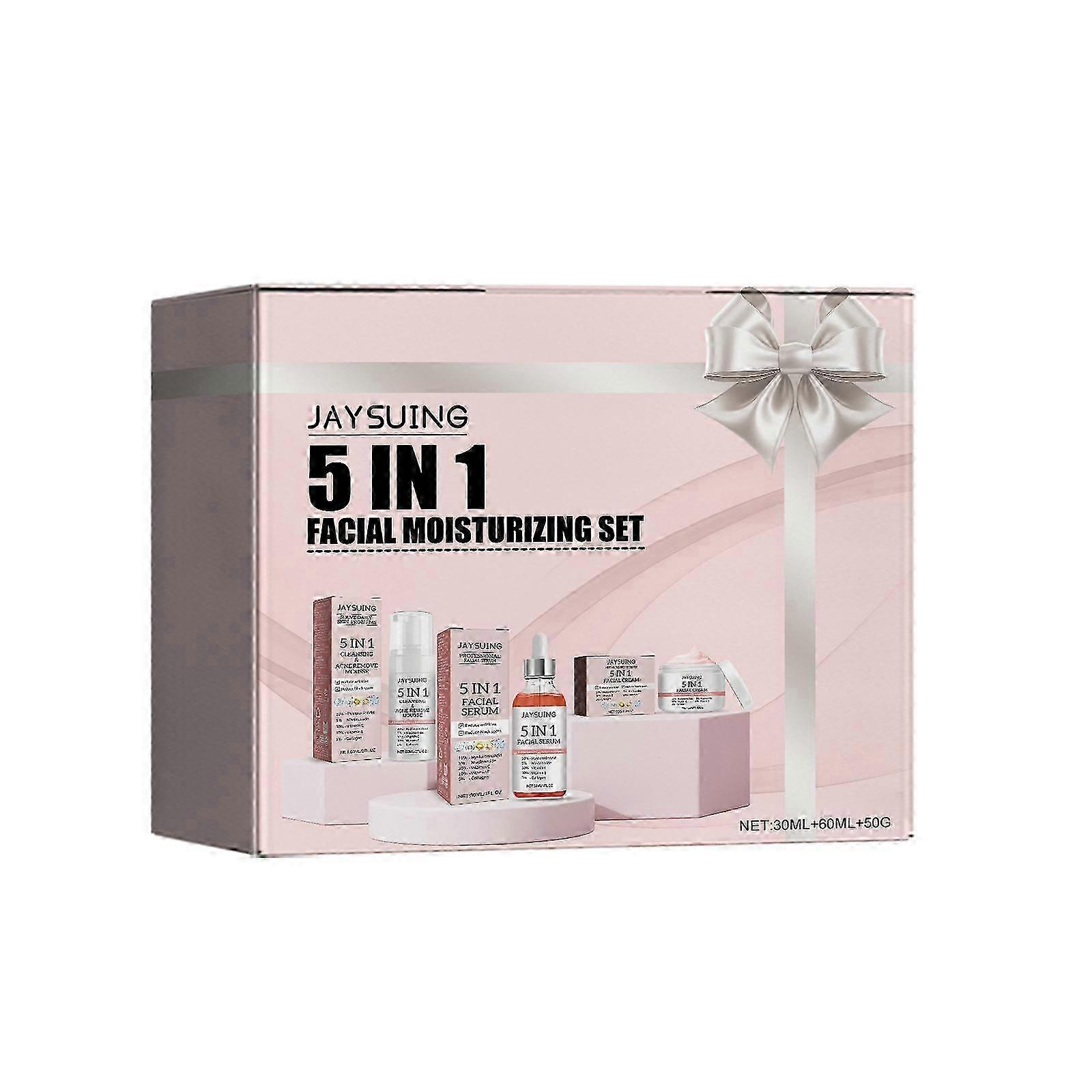 5-in-1 Facial Moisturizer Set - Hydrating, Brightening, Firming with Hyaluronic Acid, Niacinamide & Vitamin C