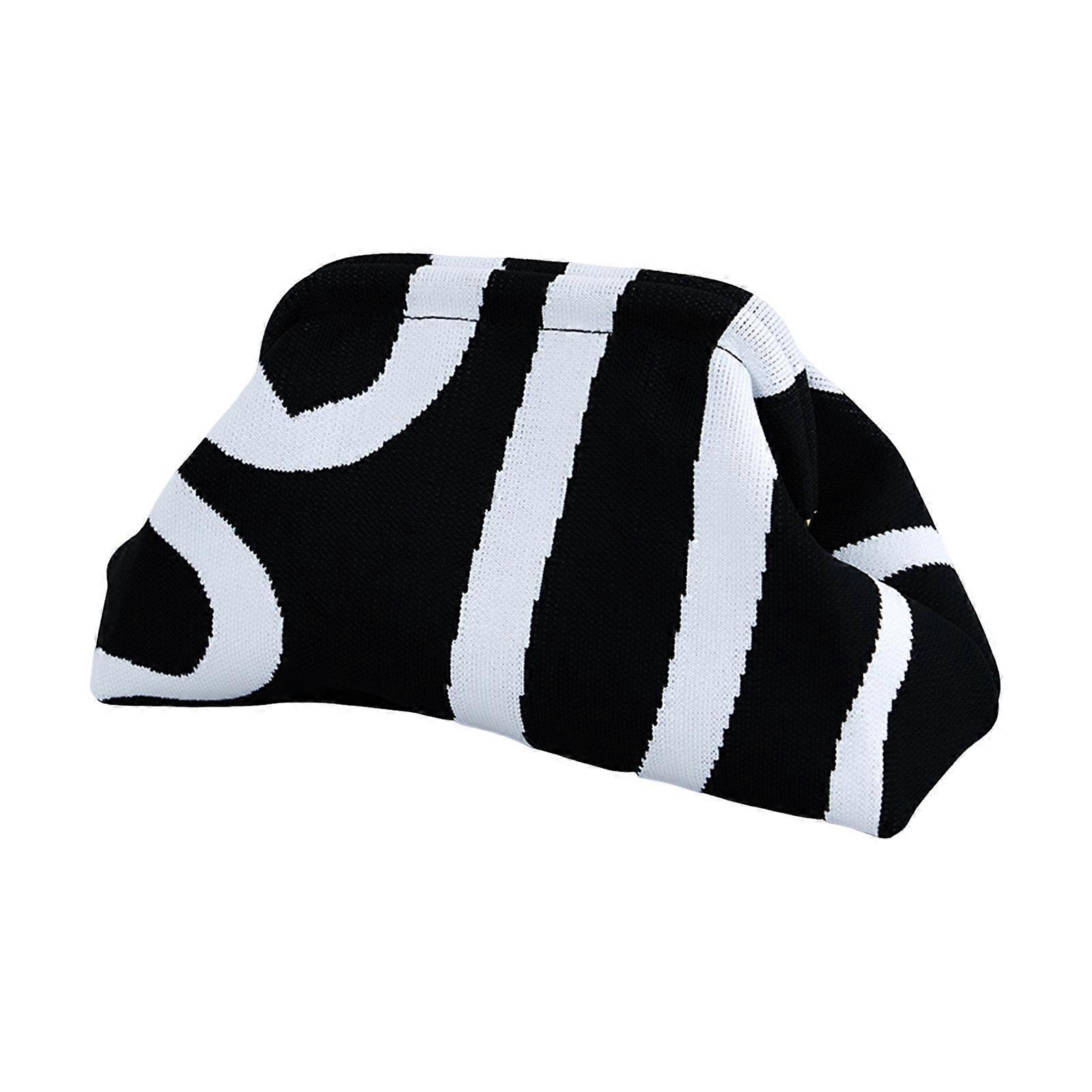 Women Clutch Bag Striped Print Color Matching Dumpling Shape Large Capacity Summer Beach Purse