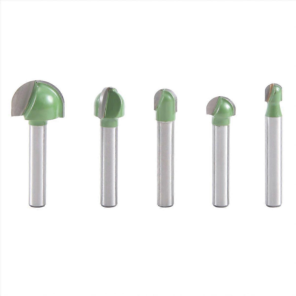 5Pcs 6Mm Shank Ball Nose Router Bits Solid Carbide CNC Radius Core