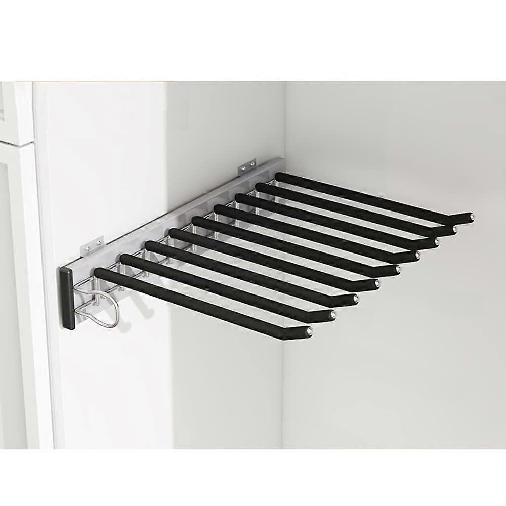 Sliding Closet Pants Rack Black Right, Retractable Wardrobe Trouser Organizer with Smooth Gliding Rails