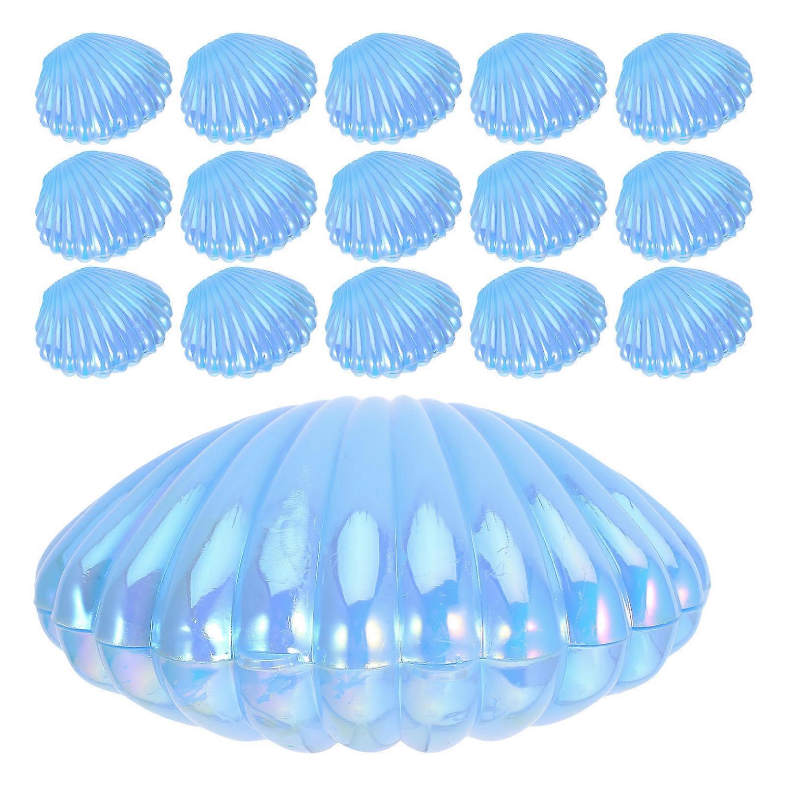 Pearlized Seashell Candy Boxes Plastic Storage for Party 24Pcs Blue Containers