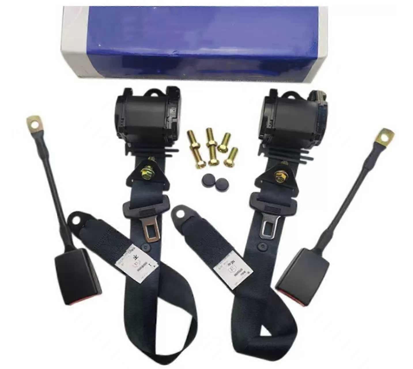 2PCS Universal Retractable Seat Belt Set for Golf Cart Go Kart Van UTV – Black Adjustable Kit