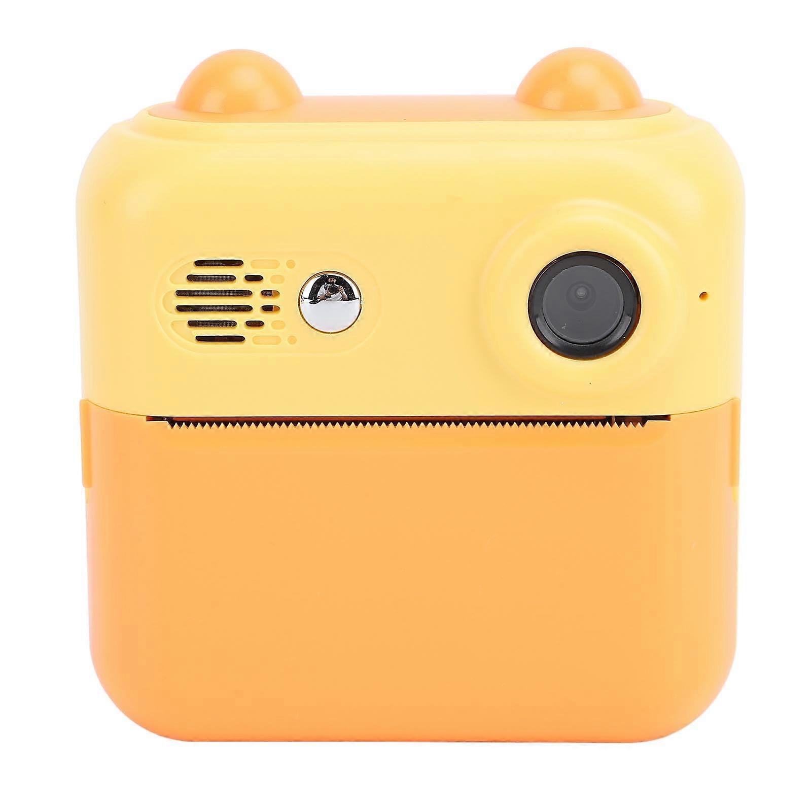 Kids Instant Print Camera 48MP Ultra HD with Inkless Printing and Fun Frames for Parties Yellow
