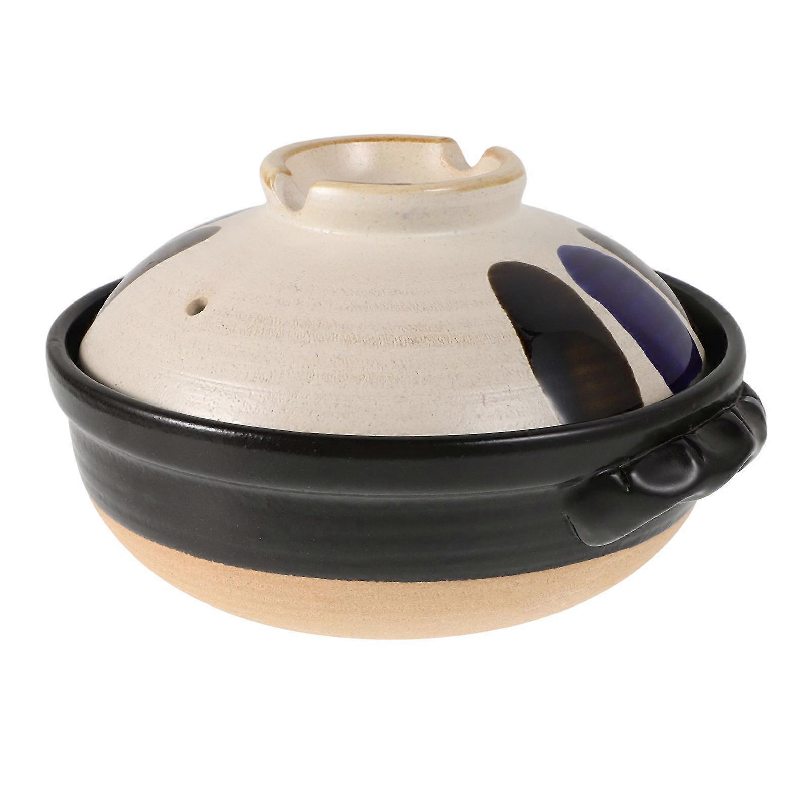 Japansk suppegryte med dobbelt håndtak i keramisk materiale for matlaging 1 stk.