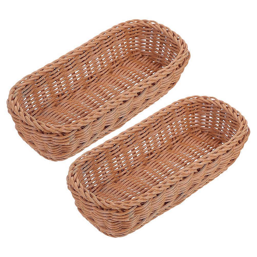 2Pcs Woven Basket Multipurpose Storage Box for Dining Table